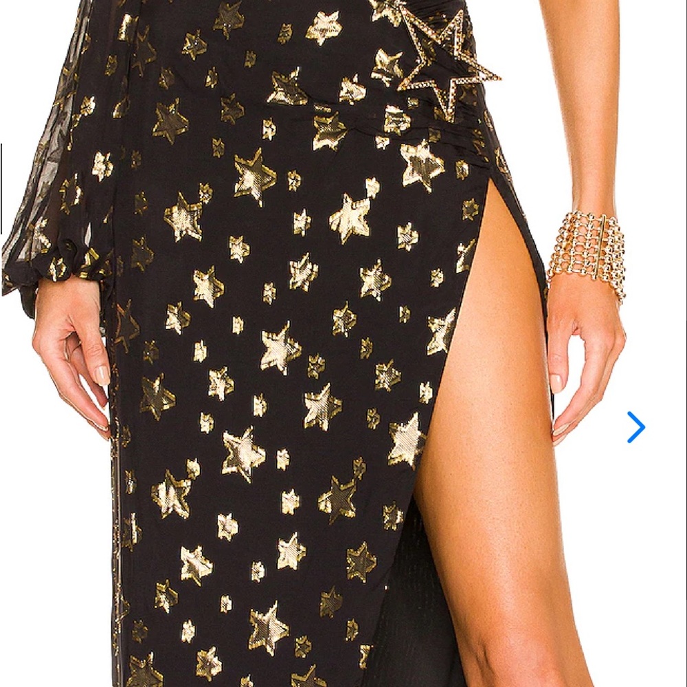 DUNDAS Black Maxi Skirt with Gold Star Foil